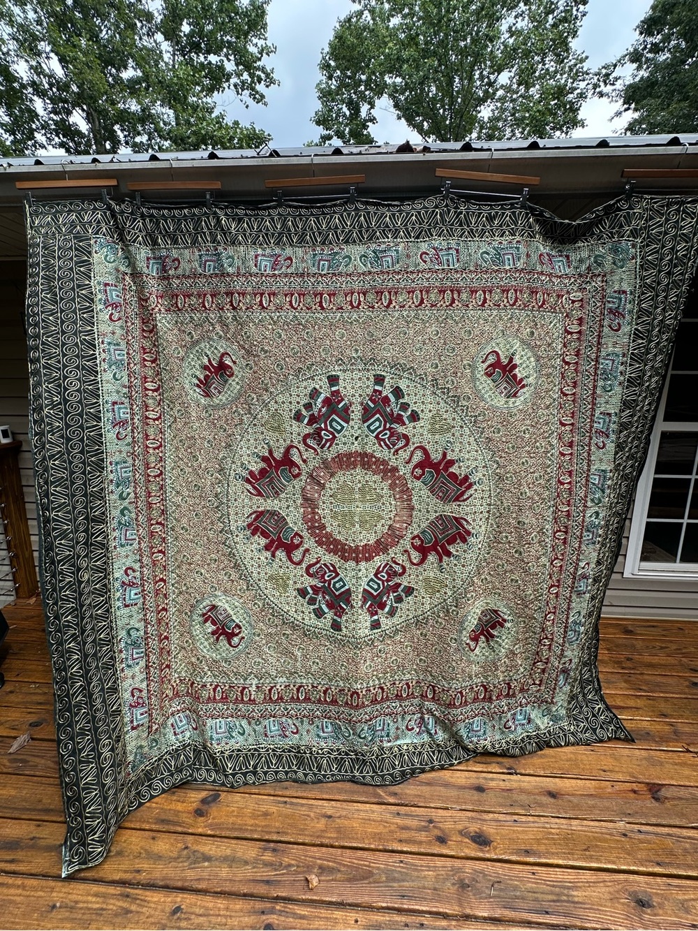 Indian Embroidered Elephant Tapestry
